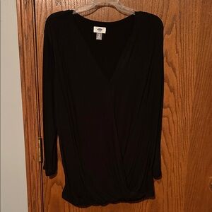Old Navy Black Long Sleeve Wrap Blouse